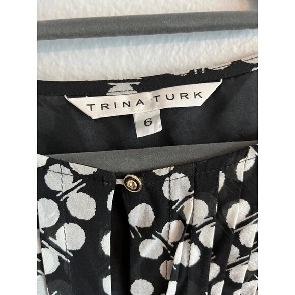 Trina Turk St. Petersburg Silk Dress Black with White Polka Dots NO Belt Size 6 - Picture 4 of 12